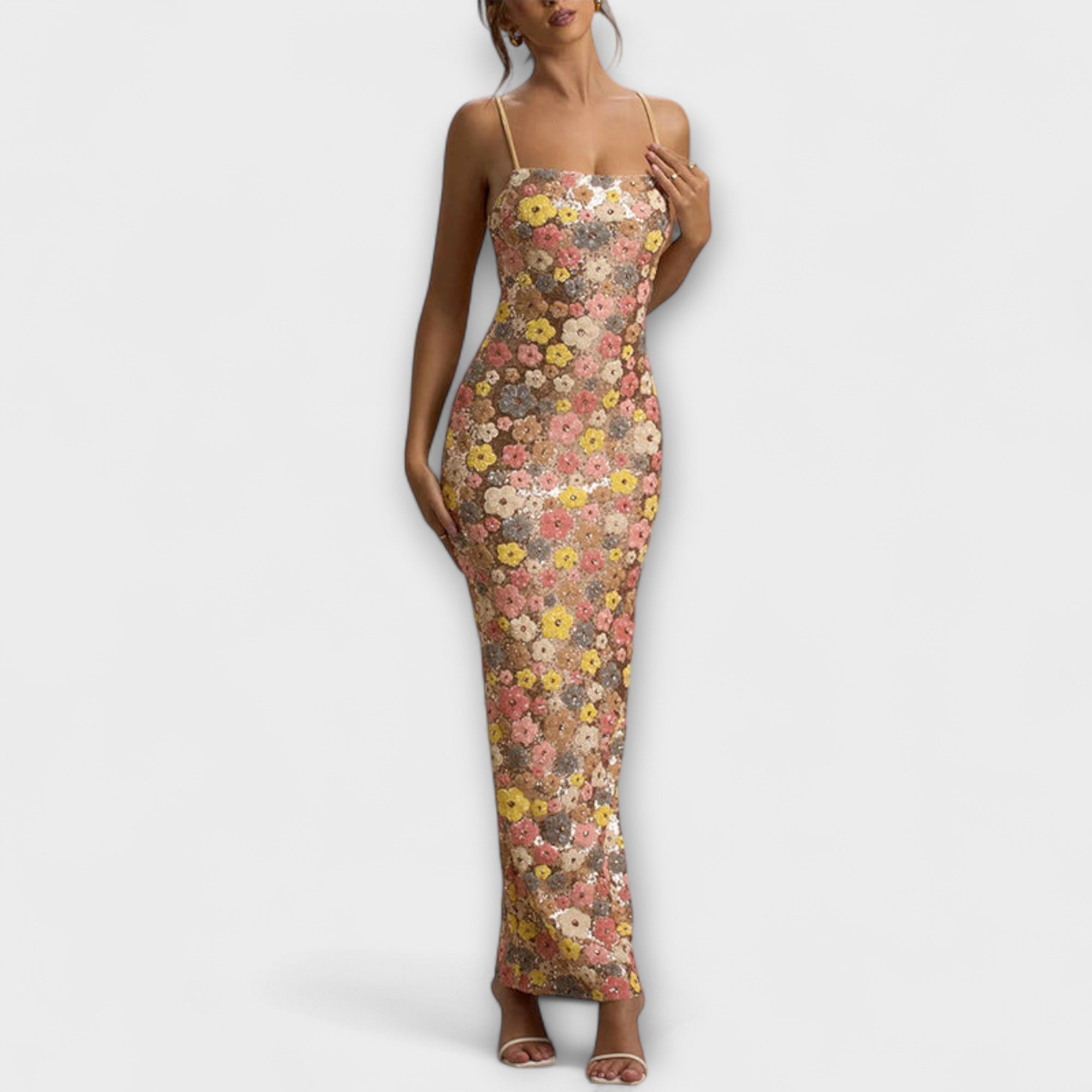 london style maxi dress London Times Women's Floral Print Halter Maxi Dress - Red