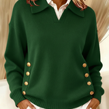 Margot | Collared Button-Trim Jumper