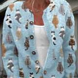 Mabel | Cat Print Knit Cardigan