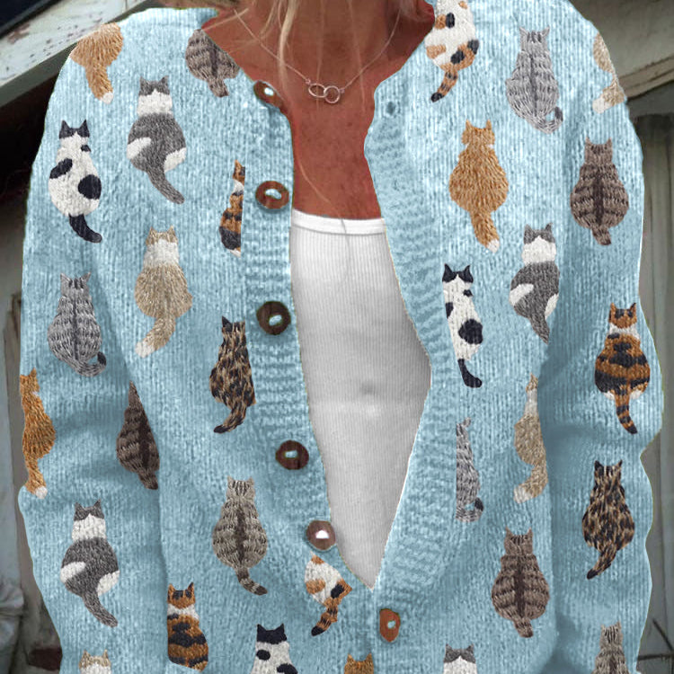Mabel | Cat Print Knit Cardigan