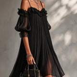 Lorena | Black Muslin Mini Dress