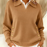 Margot | Collared Button-Trim Jumper