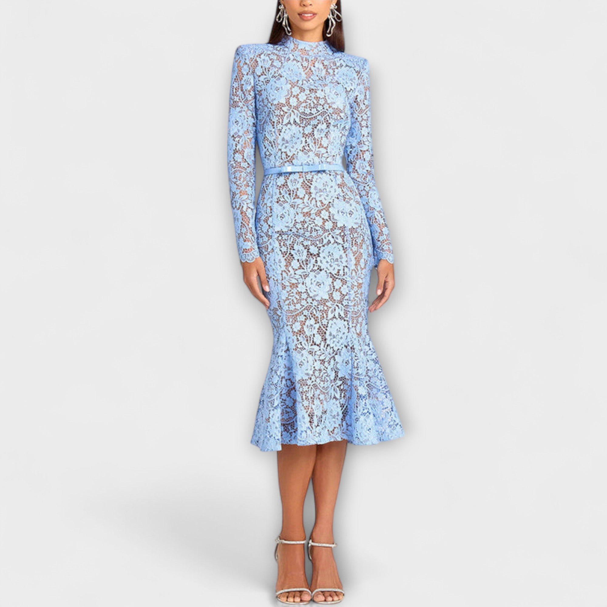 freya midi dress Baltic Born Womens Freya Tiered Midi Dress | White + Blue