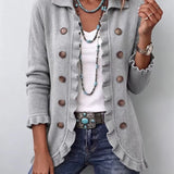 Elowen | Heather Grey Ribbed Knit Ruffle Jacket