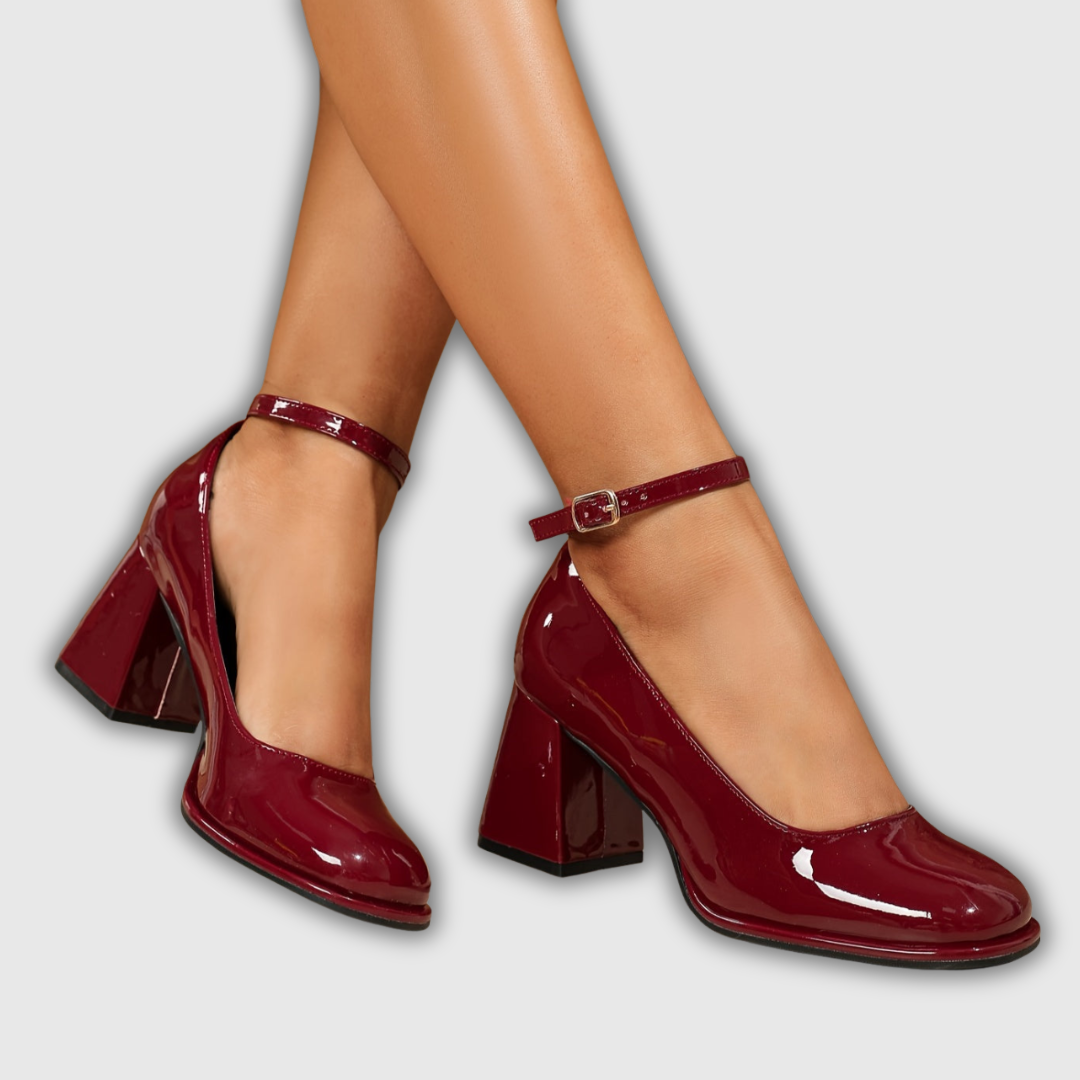 Celeste | Patent Strap Heels