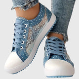 Elsie | Lace-Panel Denim Trainers