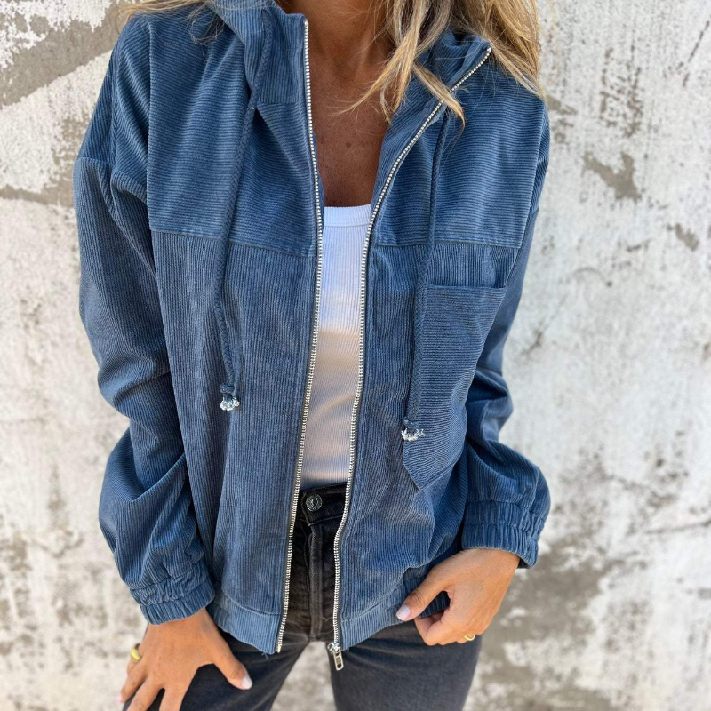 Eileen | Cord Hooded Zip Jacket