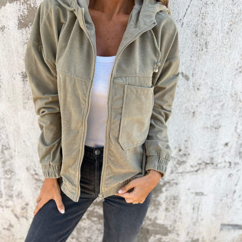 Eileen | Cord Hooded Zip Jacket