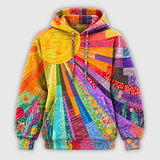 Clara | Patchwork Sun Print Hooded Hoodie