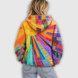 Clara | Patchwork Sun Print Hooded Hoodie