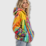 Clara | Patchwork Sun Print Hooded Hoodie
