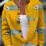 Winifred | Fish-Print Knit Cardigan