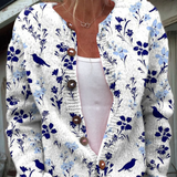 Ivy | Floral Bird Print Button Cardigan