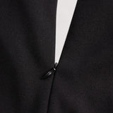 Kate | Refined black dress with belt and mandarin collar