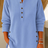 Iris | Ribbed Button Henley Tops