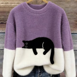 Bonnie™ — Cat Print Oversized Sweater