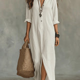 Soline | Long Black Button-Up Dress
