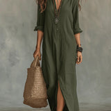 Soline | Long Black Button-Up Dress