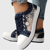 Elsie | Lace-Panel Denim Trainers