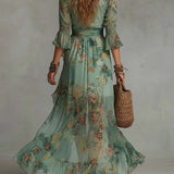 Alma | Long Dress with Romantic Floral Print