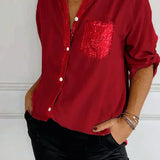 Jasmine | Elegant V-Neck Top with Sparkling Sequins for Women