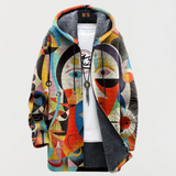 Winifred | Abstract-Print Hooded Coat