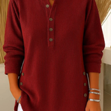 Iris | Ribbed Button Henley Tops
