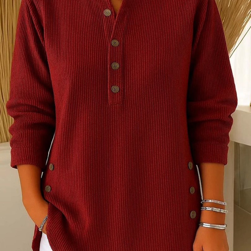 Iris | Ribbed Button Henley Tops