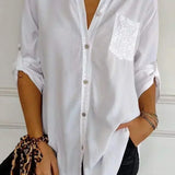Jasmine | Elegant V-Neck Top with Sparkling Sequins for Women