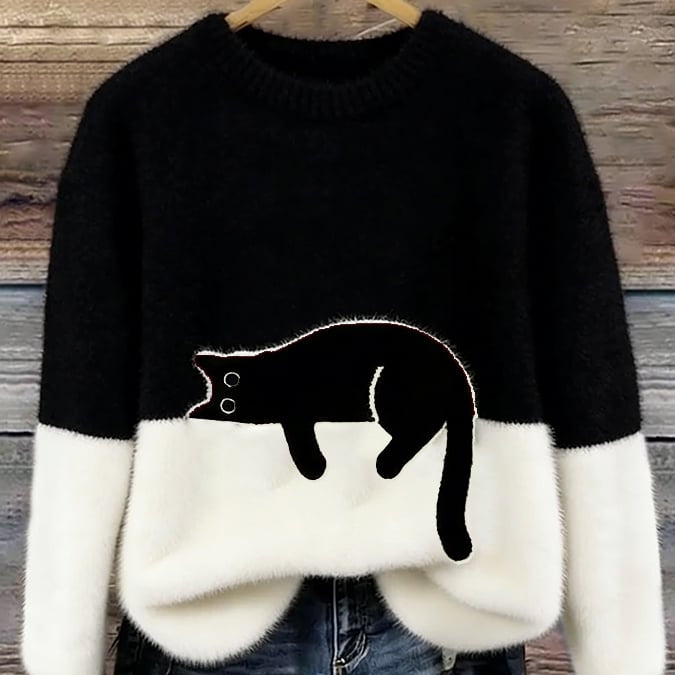 Bonnie™ — Cat Print Oversized Sweater