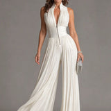 Aitana | Halter Neck Wide Leg Jumpsuit