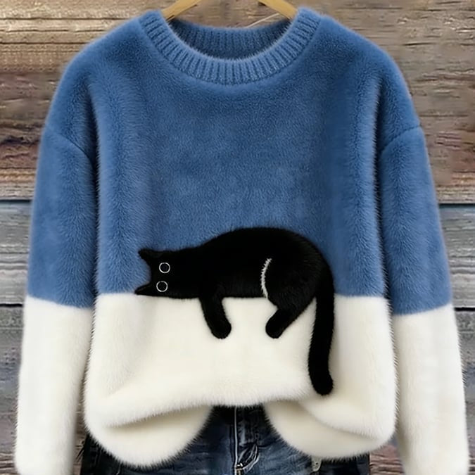 Bonnie™ — Cat Print Oversized Sweater