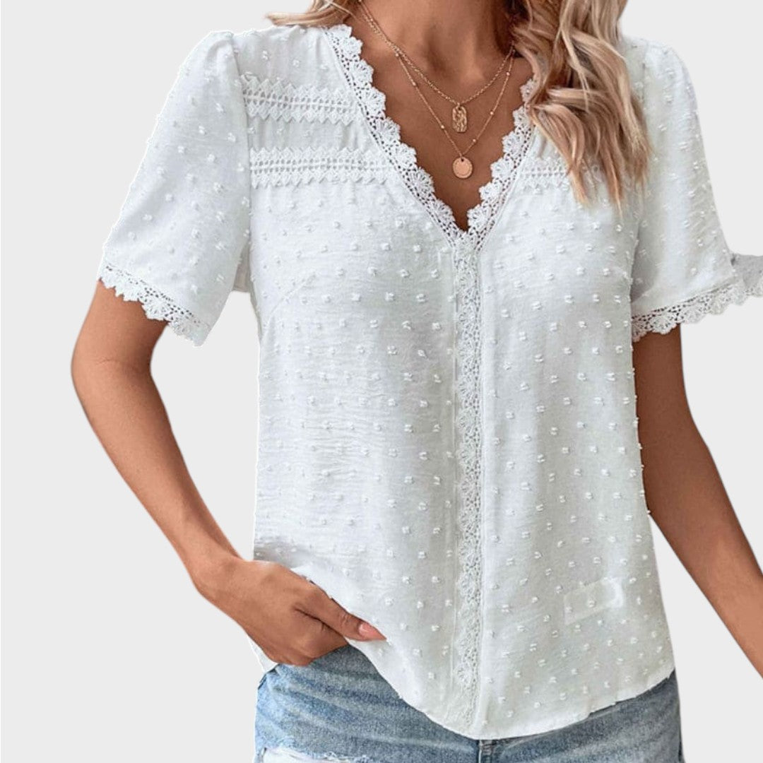 Lea | Wiissi Structured Summer Blouse with V-Neck