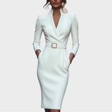 Jana | Elegant Black Shift Dress with Belt