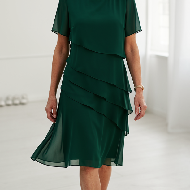 Linda | Elegant Comfort Ruffle Dress