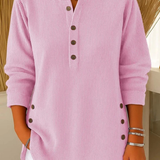 Iris | Ribbed Button Henley Tops
