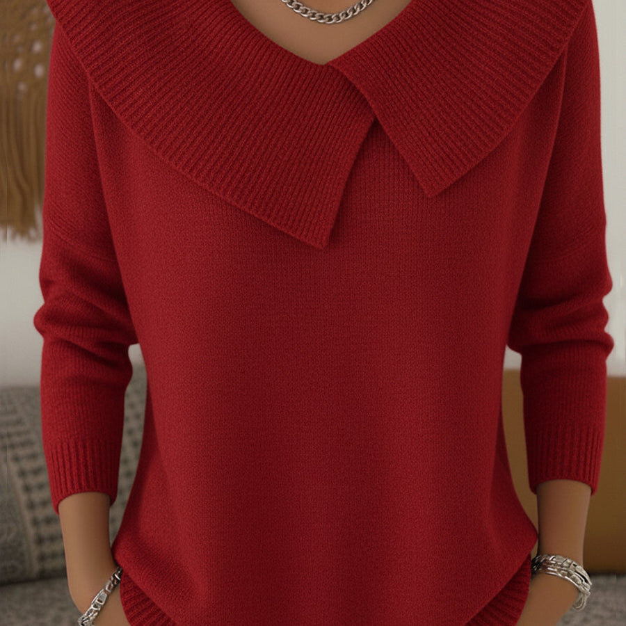 Winifred | Pleated Shawl-Collar Jumper