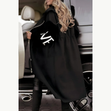 Vivien | Hooded Longline Coat with Knit Sleeves