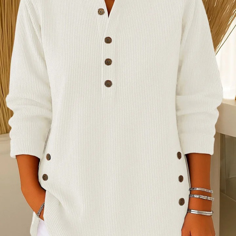Iris | Ribbed Button Henley Tops