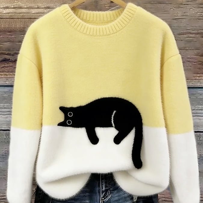 Bonnie™ — Cat Print Oversized Sweater