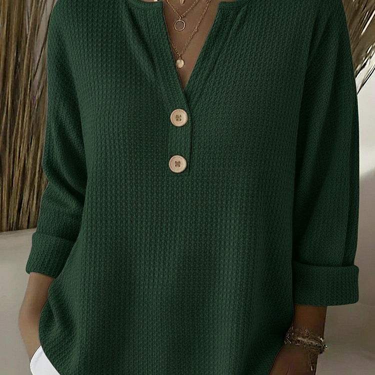 Estelle | Waffle-Knit Henley Tops