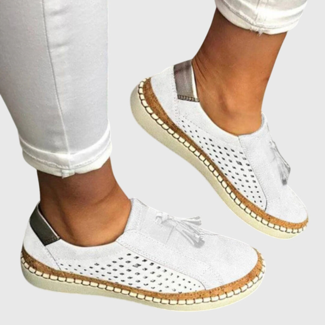 Iris | Perforated Suede Tassel Loafers