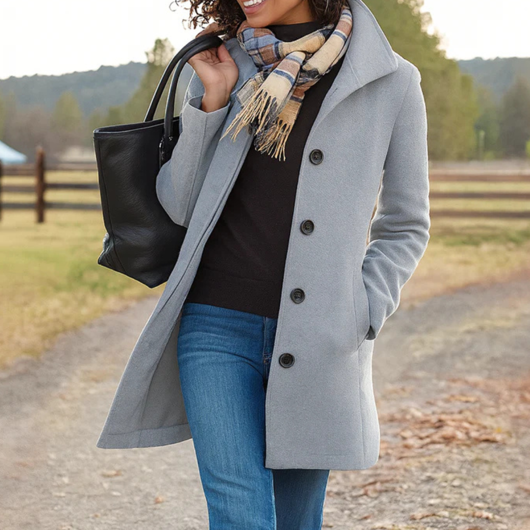 Evelyn | Classic Winter Coat with Button Placket