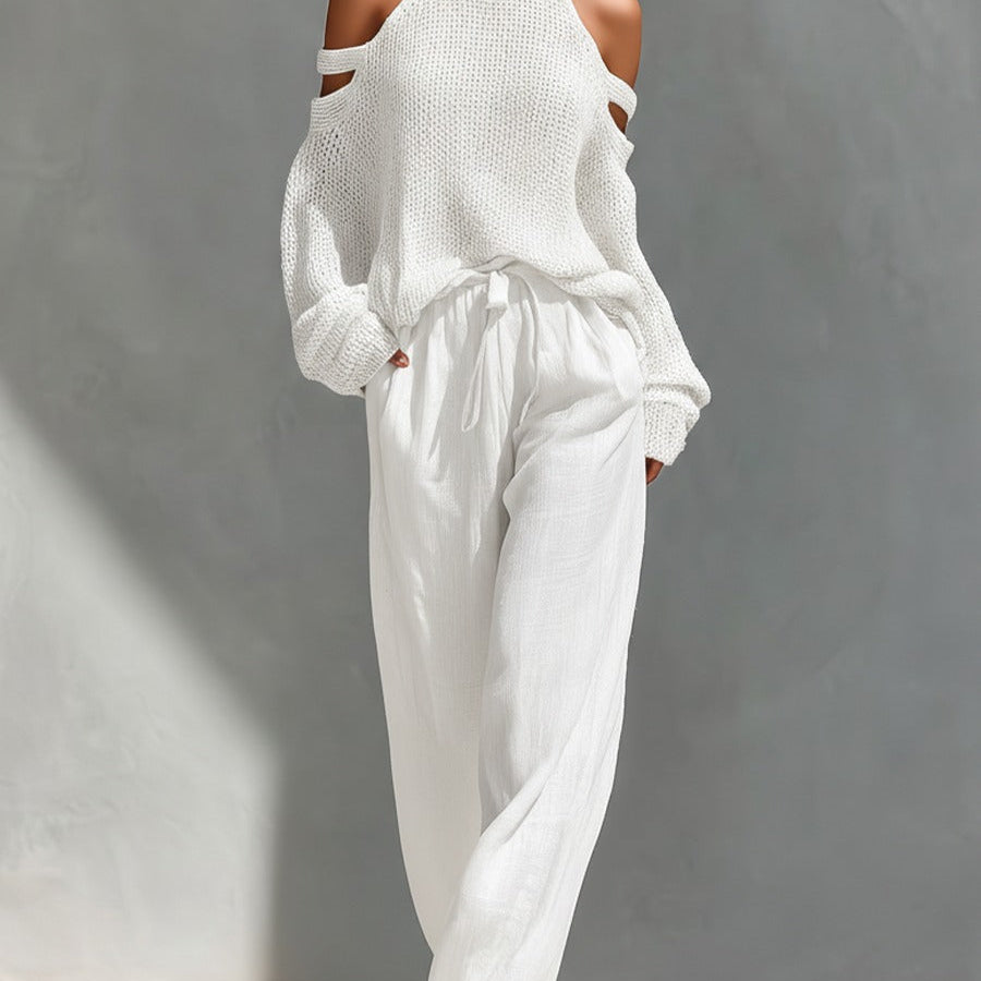 Margot | Cold-Shoulder Knit & Trouser Set