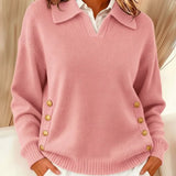 Margot | Collared Button-Trim Jumper