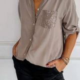 Jasmine | Elegant V-Neck Top with Sparkling Sequins for Women