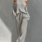 Margot | Cold-Shoulder Knit & Trouser Set