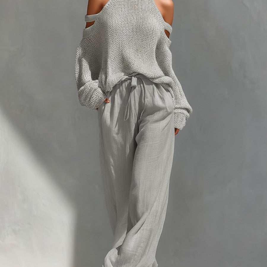 Margot | Cold-Shoulder Knit & Trouser Set