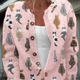 Mabel | Cat Print Knit Cardigan
