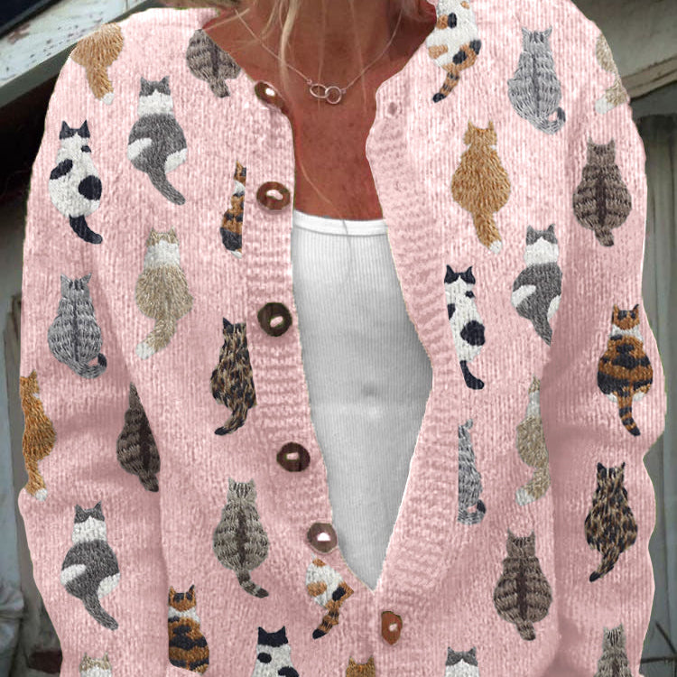 Mabel | Cat Print Knit Cardigan